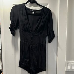 Urban Outfitters Black Button-Front Romper